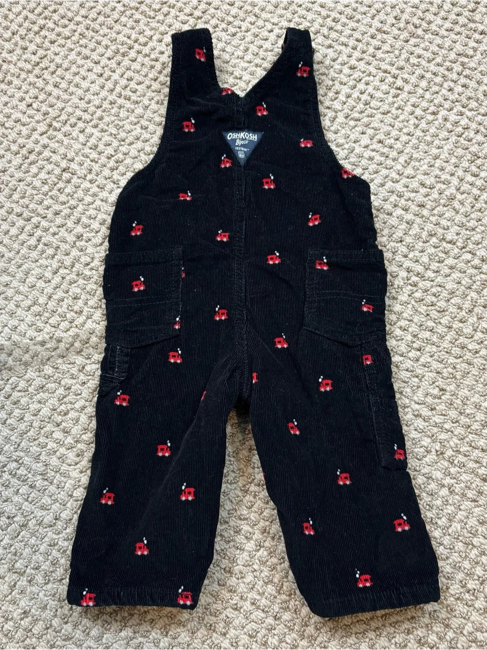 Oshkosh Toddler Train Corduroy Overalls - Black Size 9 Months